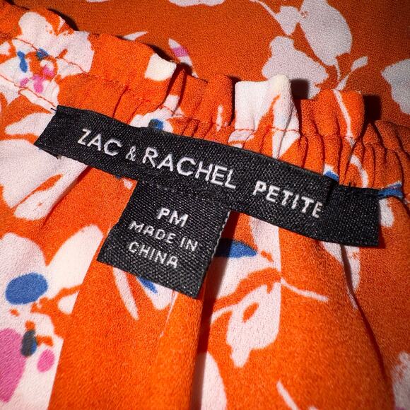 Zac & Rachel floral orange blouse women’s size petite medium - Picture 6 of 6